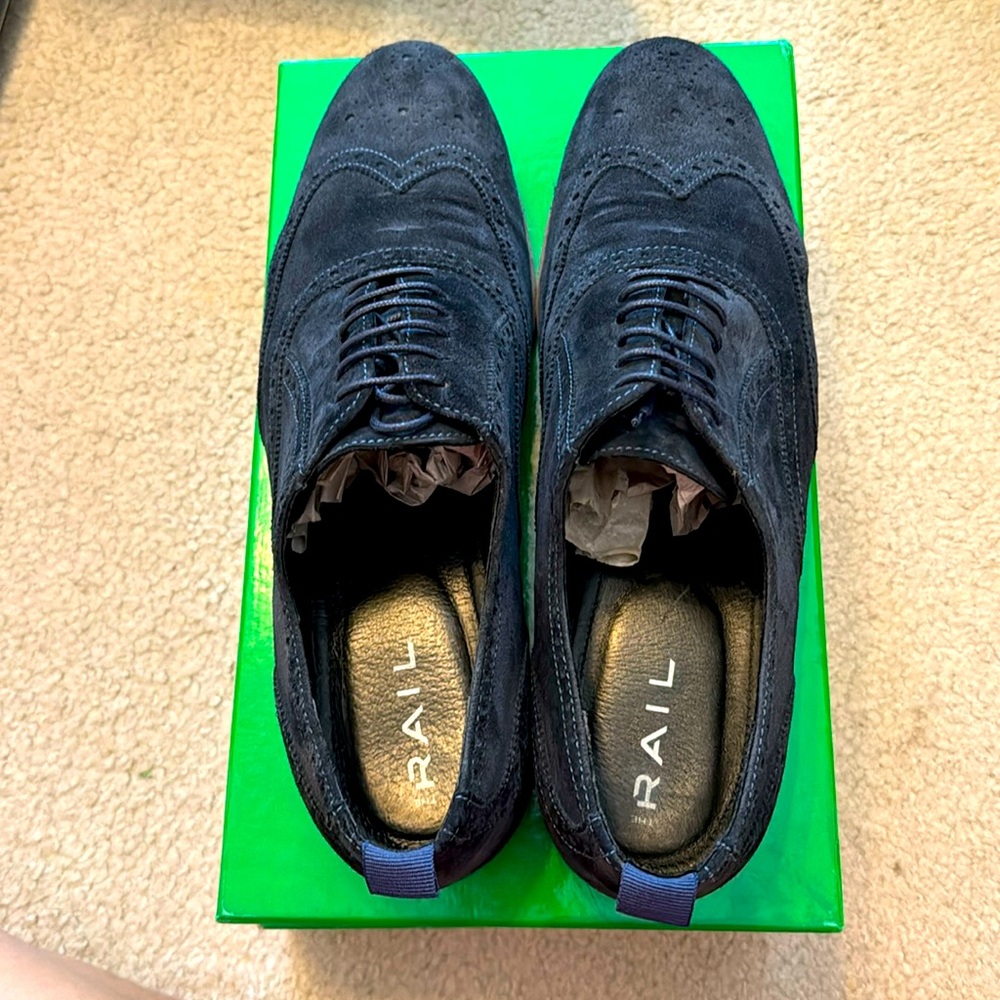 Men’s Blue Suede Wing tip shoes